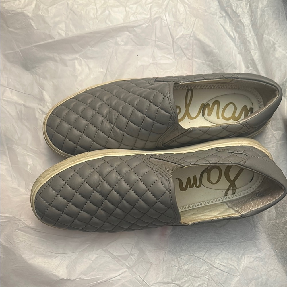 Sam Edelman Gray Slip-On Flats with Quilted Texture - Picture 5 of 5